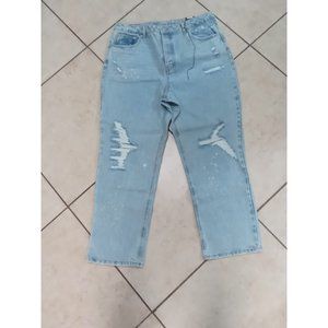 No Boundaries Women's 17 Jeans Straight Super High Rise Button Fly Light Wash #5